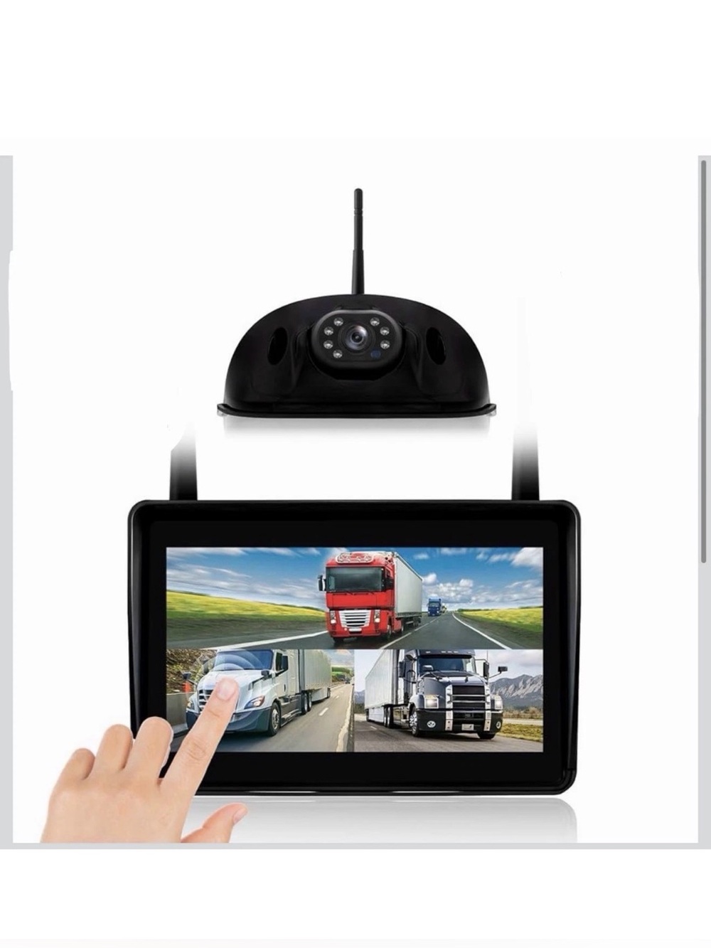 WOOCARTY 7" Wireless RV Backup Camera System, 1080P DVR Dual Rear View
